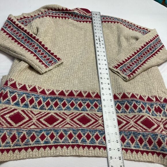 Lucky Brand Hippie Boho Chic Open Front Hooded Cardigan Sweater Size Large - Picture 7 of 7